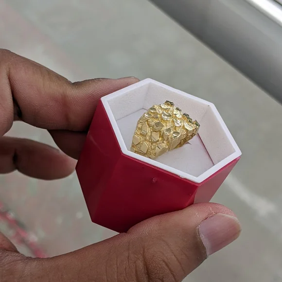 10kt Real Gold Nugget Ring For Men